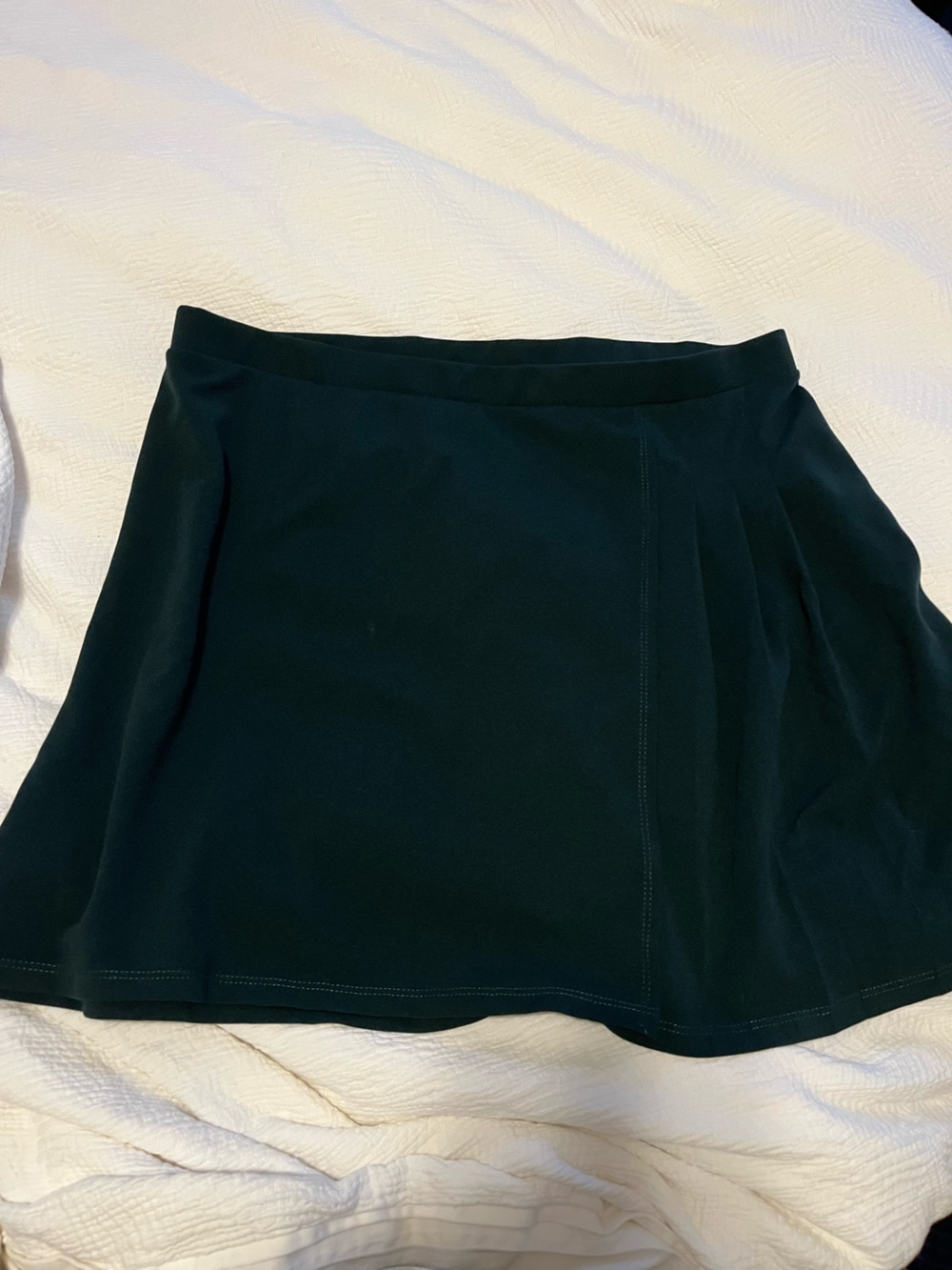 Rachel Dark Green Mini Skirt with Subtle Pleat
